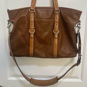 Coach Tan Leather Shoulder Tote Weekend Travel Bag